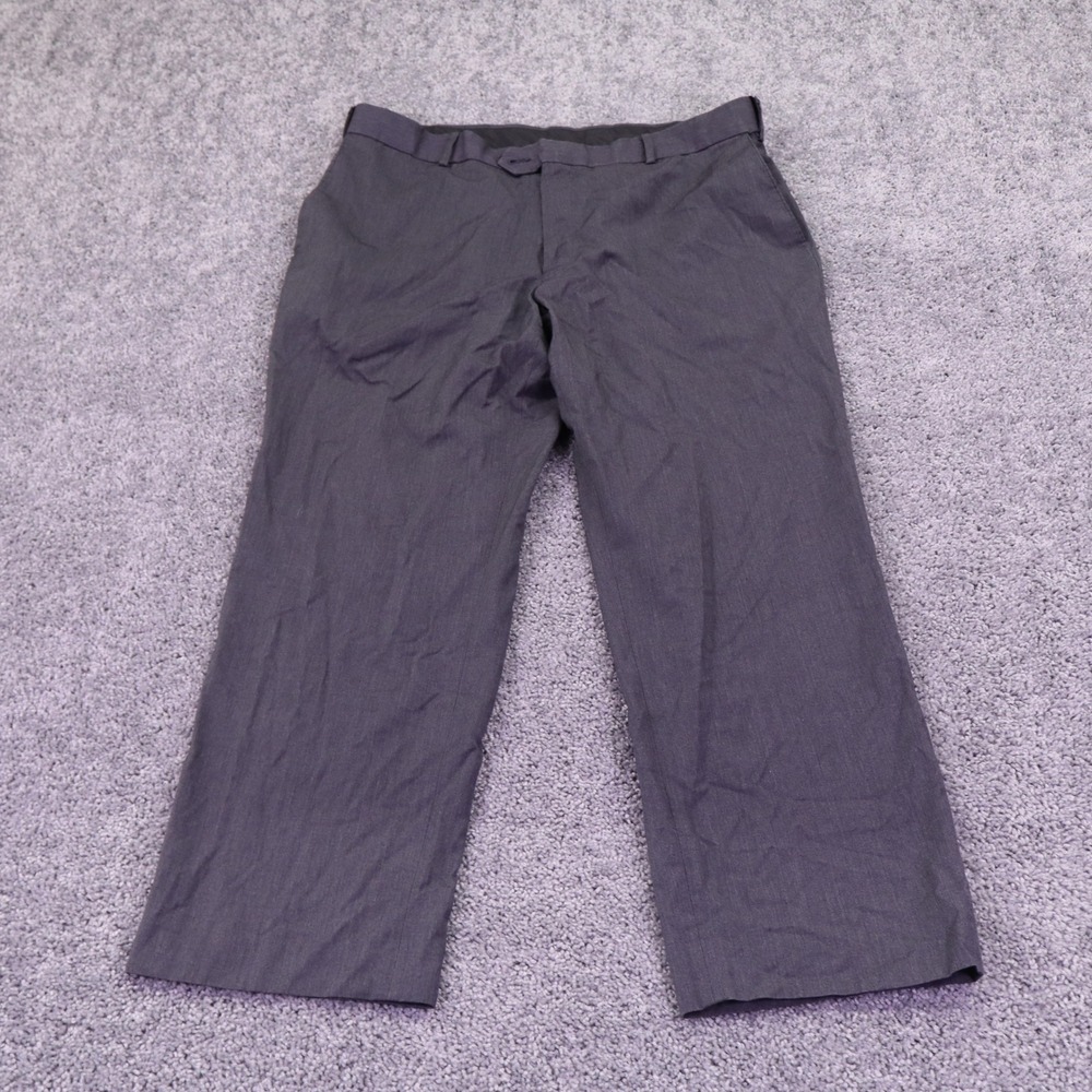 Stafford Dress Pants Mens 40x30 Gray Classic Fit Flat Front Trousers